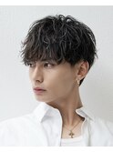 メンズカット無造作黒髪シャドウパーマ刈り上げビジネス流行