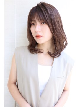 オーロ(ORO) 丸顔さん◎大人レイヤーダークアッシュシアーカラーセミディ