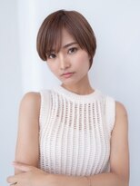 20代30代大人可愛い斜めバング小顔ショートボブシルキーベージュ
