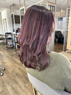 ヘブンリー(heavenly) #レイヤーカット#ピンクブラウン#ウルフカット#ボルドーカラー
