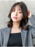 大人かわいい前髪セシルカットココアブラウンフリンジウェーブ