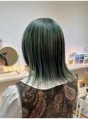 【アンブレラカラー】グリーン×ブラック　ボブ@20代30代40代
