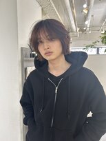 =メンズボブ/ダークアッシュ/ニュアンスパーマ／メンズウルフ