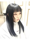 韓国風レイヤーハッシュカット/ブルーブラック