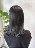 切りっぱなしボブ/ダークブルー/髪質改善/ワンレン