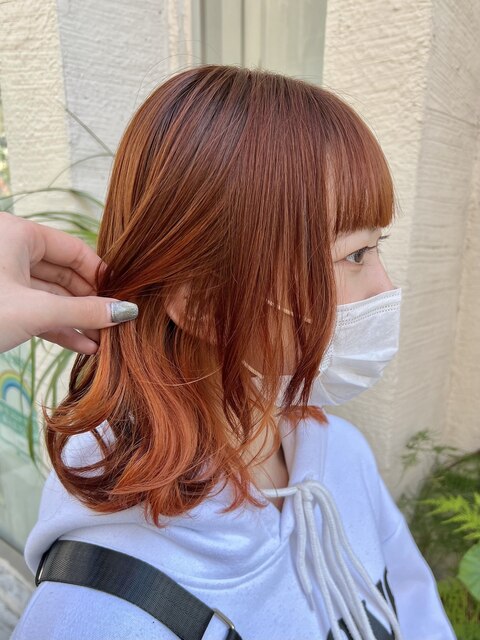【SENA】インナーカラーオレンジ ブラウン 暖色カラー