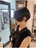 大人可愛い20代30代40代黒髪前下がりショートボブ丸みショート◎