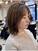◯ウェーブミディアムメルティカラーブリーチなしボブ韓国錦糸町
