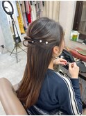 ストレートハーフアップ
