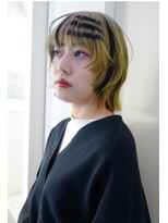 レコ 渋谷(LECO)&nbsp;イエローブラックデザインカラーハイトーンカラー姫カット