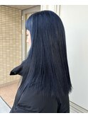 ストレートロング/トリートメントストレート/ネイビーブルー