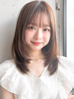 アグノス 青山(Agnos) ◎ナチュラルカールアプリコットオレンジストレート美髪薄め前髪