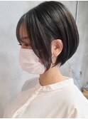 横浜西口オージュア大人丸みショートボブ似合わせ透明感カラー