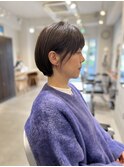 30代40代50代丸みショートボブ耳かけ◎