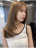 限定学割韓国ヘアレイヤーカットベージュカラー顔まわりカット