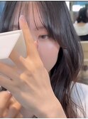 ☆ グレーベージュレイヤーロング前髪パーマオリーブアッシュ