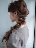 パーティヘア　結婚式　サイドアップあみおろし