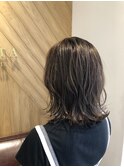 ハイライト/グレージュ/こなれミディ/イメチェン/ウェーブパーマ