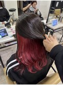 インナーレッド美髪イメチェンワイドバングケアブリーチ所沢