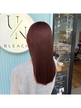 アン ブリーチ(UN BLEACH) ブリーチ無しダブルカラーでワインレッド♪