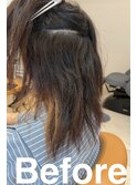 SLEEK式髪質改善【縮毛矯正】ビフォー内側