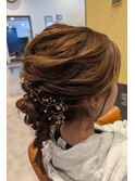 結婚式お呼ばれヘア☆彡セミロング編みおろし＆ママのお着物ヘア