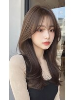 レス(Les.)&nbsp;ミディアムレイヤーバタフライカットハッシュカットダークグレー