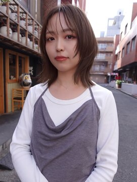 ネルケ 立川(nelke) 顔周りレイヤー×外ハネくびれミディアム透明感カラー立川