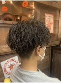 MEN’S HAIRハイライトマッシュパーマ〈理容室〉東浦和メンズ