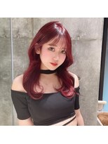 ロンド マーレ 天神大名店(Lond mare)&nbsp;ピンクブラウン/暖色カラー/カシスピンク/韓国ヘア/顔周りカット