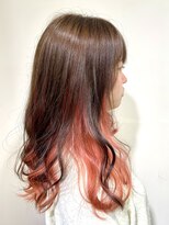 アズール 草加(azule)&nbsp;インナーカラー　サーモンピンク　ケアブリーチ