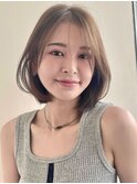 レイヤーボブ ショート 内巻き ベージュカラー 透明感