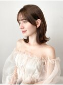 くびれヘアアプリコットオレンジ夏ヘアハイライトカラー