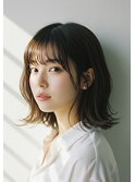 ミディアム レイヤーカット 顔周りレイヤー 透明感 20代30代40代