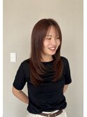 ブリーチなしカラー◎艶感ピンクベージュ韓国風レイヤーカット