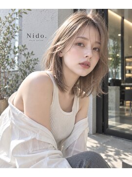 ニド(Nido.) ハイトーンミディアム/ミルクティーベージュ/切りっぱなし