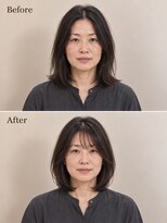 aptas 青山/表参道 白髪染め/白髪ぼかしハイライト/ボリュームアップエクステ&nbsp;表参道/青山/40代/鎖骨ロブ