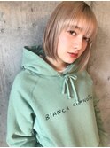 ワンレンボブ☆ハイトーンベージュカラー☆
