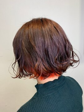 ジウ 上通り(JIU) 大人かわいいゆるふわ無造作インナーカラー×オレンジ