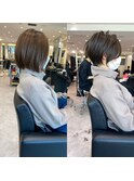 白髪ぼかしハイライト/絶壁解消/ひし形大人ショートボブ/聖