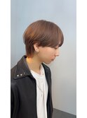 イメチェンハッシュカットフルバング似合わせレッドブラウン