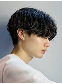 アッシュブラックカルマパーマベリーショートダークアッシュ