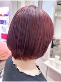 艶感まとまり結べるショートボブ2wayスタイルチェリーレッド