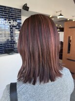 リドル ヘアー 駒生店(Riddle HAIR) 暖色ハイライト切りっぱなしミディ
