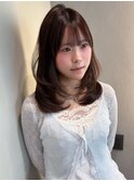 151. ミディアム/レイヤーカット/前髪カット/グレージュ