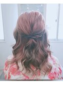 ハーフアップ　結婚式ヘアアレンジ