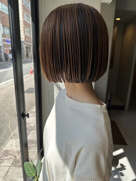 ヘアー アイス ルーチェ(HAIR ICI LUCE) 切りっぱなしボブ プツッとボブ アンブレラカラー /西田