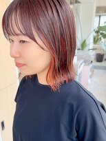 スー(suu)&nbsp;切りっぱなしボブオレンジベージュインナーカラーレイヤーカット