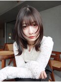 ミディアム顔周りレイヤーウルフレイヤーくびれミディ_F0286
