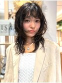 ウルフレイヤー ウルフカット 顔周りカット グレージュ 艶髪